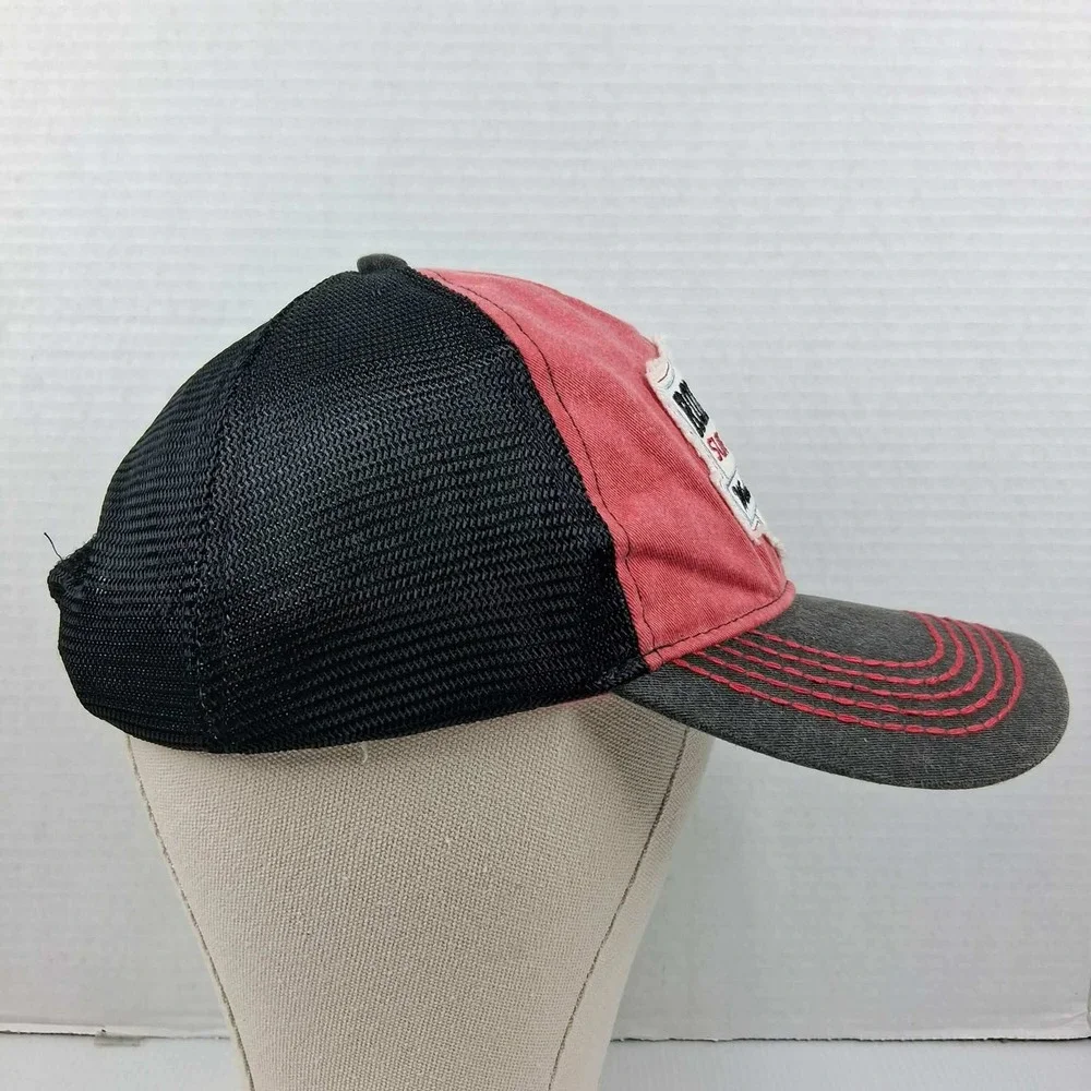 Ron Jon Surf Shop Trucker Hat Red Black Grey Distressed Patch Mesh Snapback OSFM